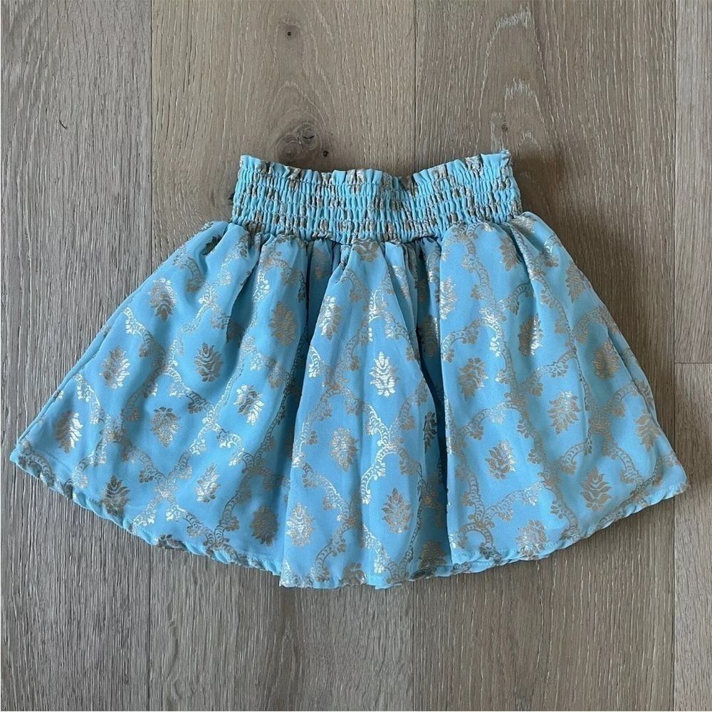 Peek Girls Skirt Sz 4/5 Blue/Gold Party Holidays *M18